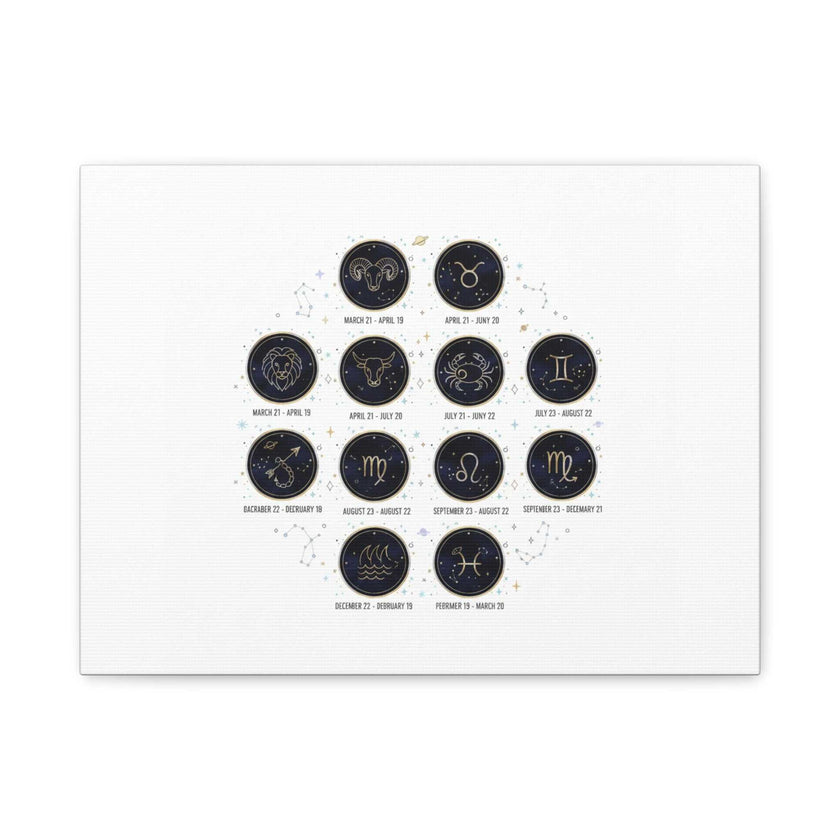 Zodiac Constellation Chart Canvas | Astrology Art Print, Metallic Galaxy