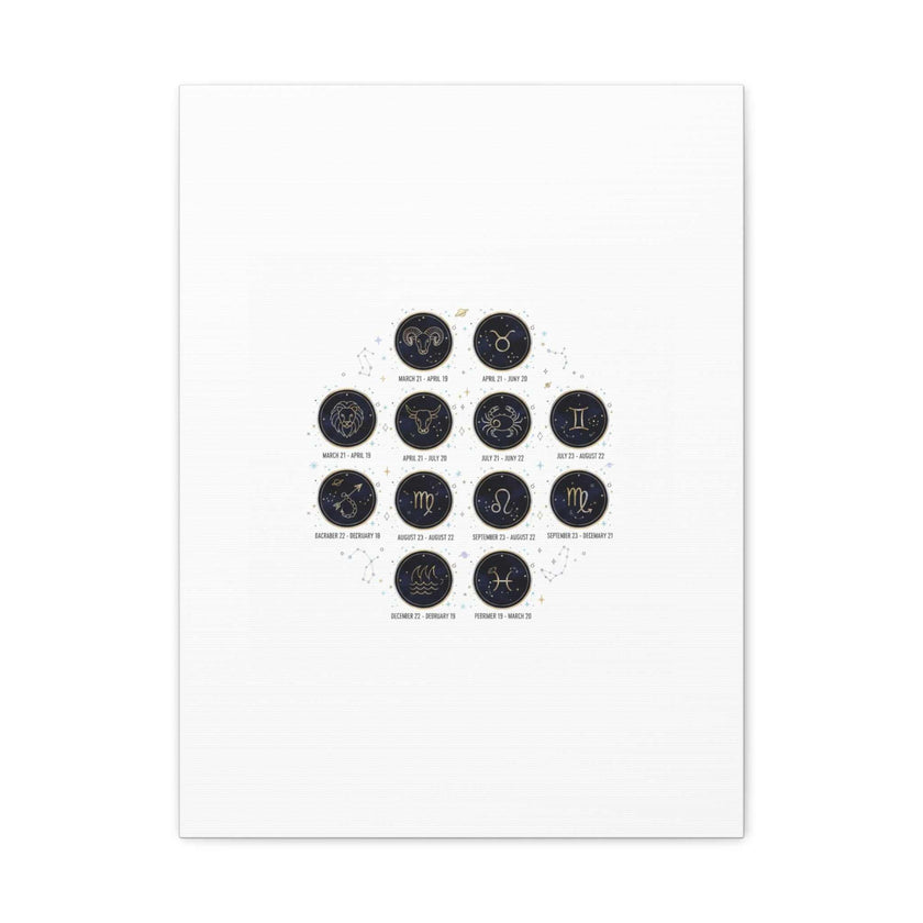 Zodiac Constellation Chart Canvas | Astrology Art Print, Metallic Galaxy