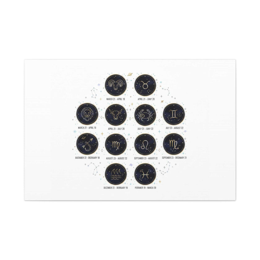 Zodiac Constellation Chart Canvas | Astrology Art Print, Metallic Galaxy