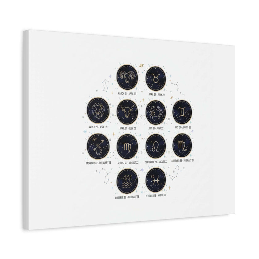 Zodiac Constellation Chart Canvas | Astrology Art Print, Metallic Galaxy