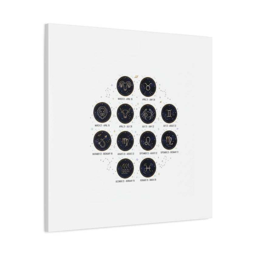 Zodiac Constellation Chart Canvas | Astrology Art Print, Metallic Galaxy