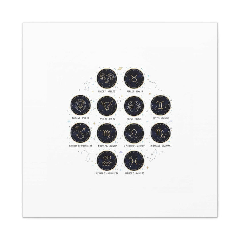 Zodiac Constellation Chart Canvas | Astrology Art Print, Metallic Galaxy