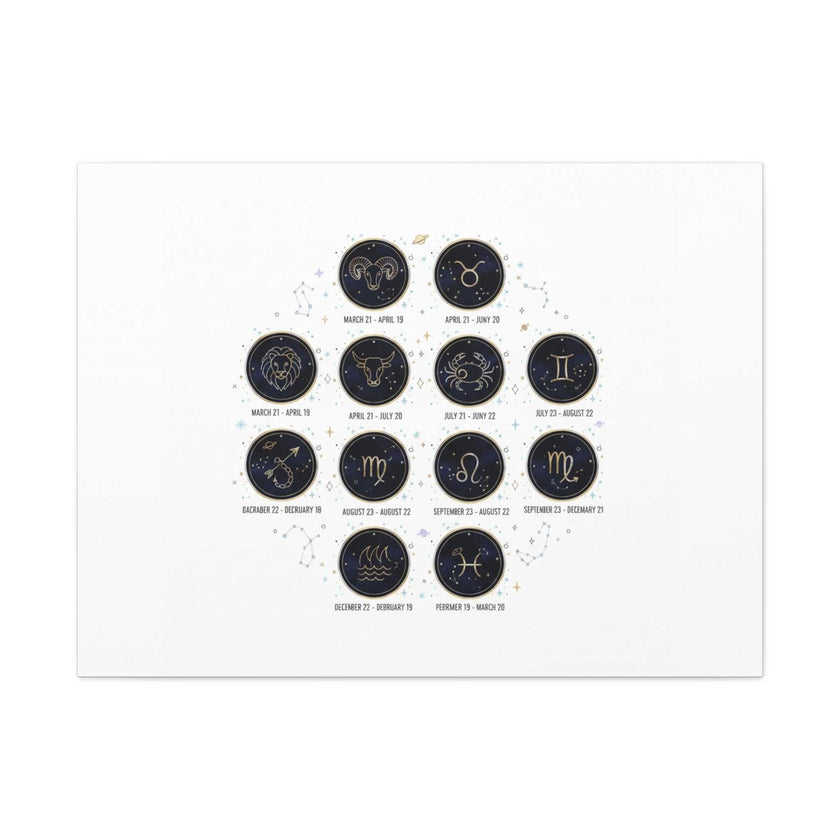 Zodiac Constellation Chart Canvas | Astrology Art Print, Metallic Galaxy