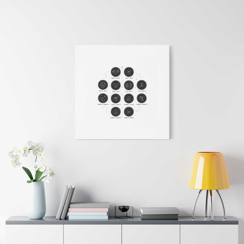Zodiac Constellation Chart Canvas | Astrology Art Print, Metallic Galaxy