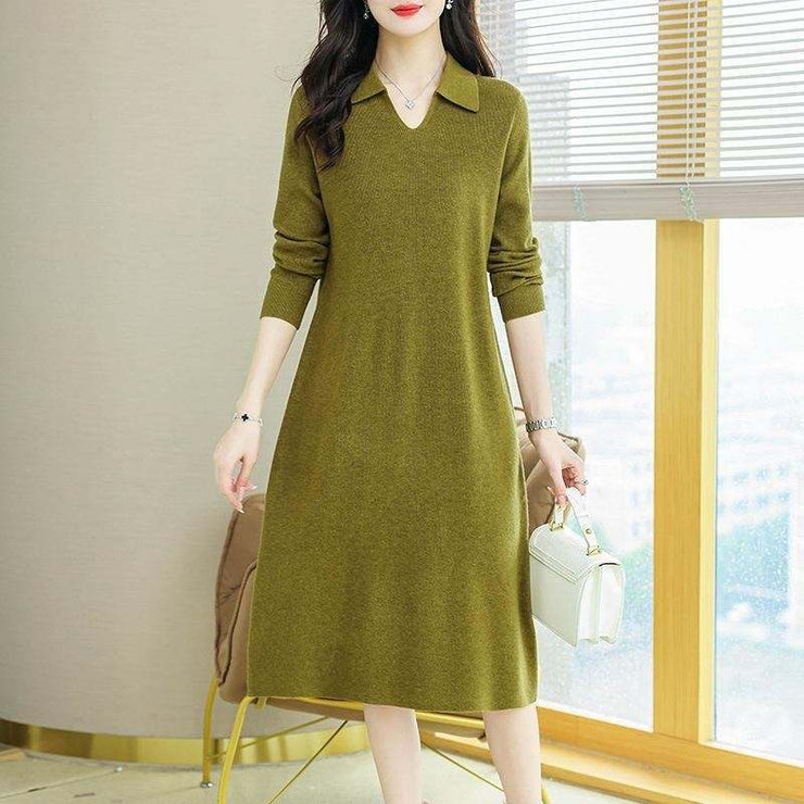 Lapel Knitted Dress