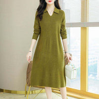 Lapel Knitted Dress