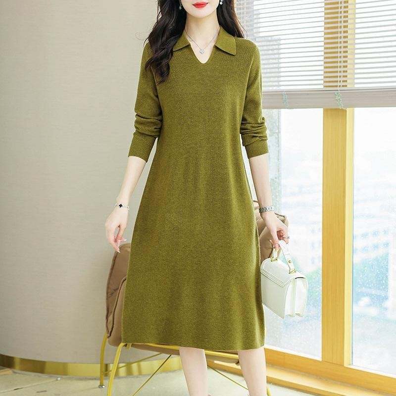 Lapel Knitted Dress