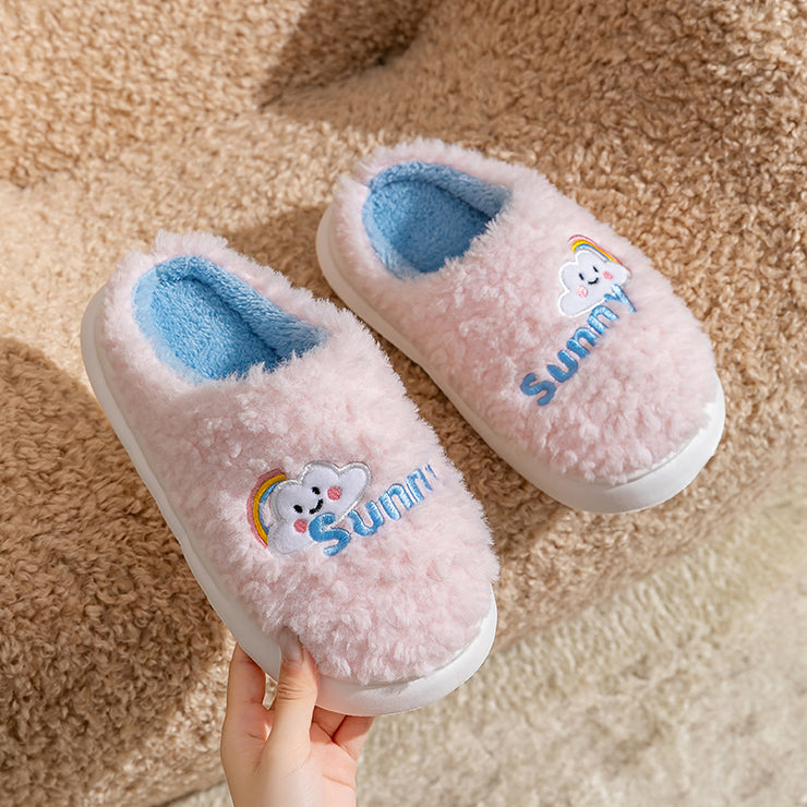 Cute Cartoon Cotton Slippers Thick Bottom Home Slippers Fashion Floor Bedroom Slipper Women Men Couples Warm House Shoes