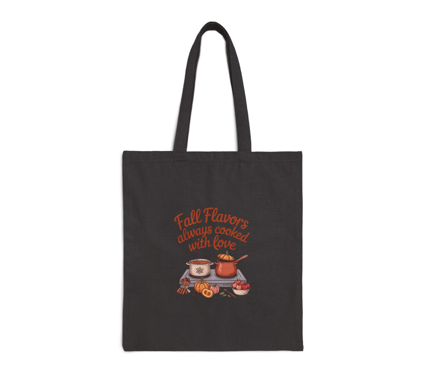 Fall Flavors Cotton Canvas Tote Bag - Perfect for Kitchen Lovers