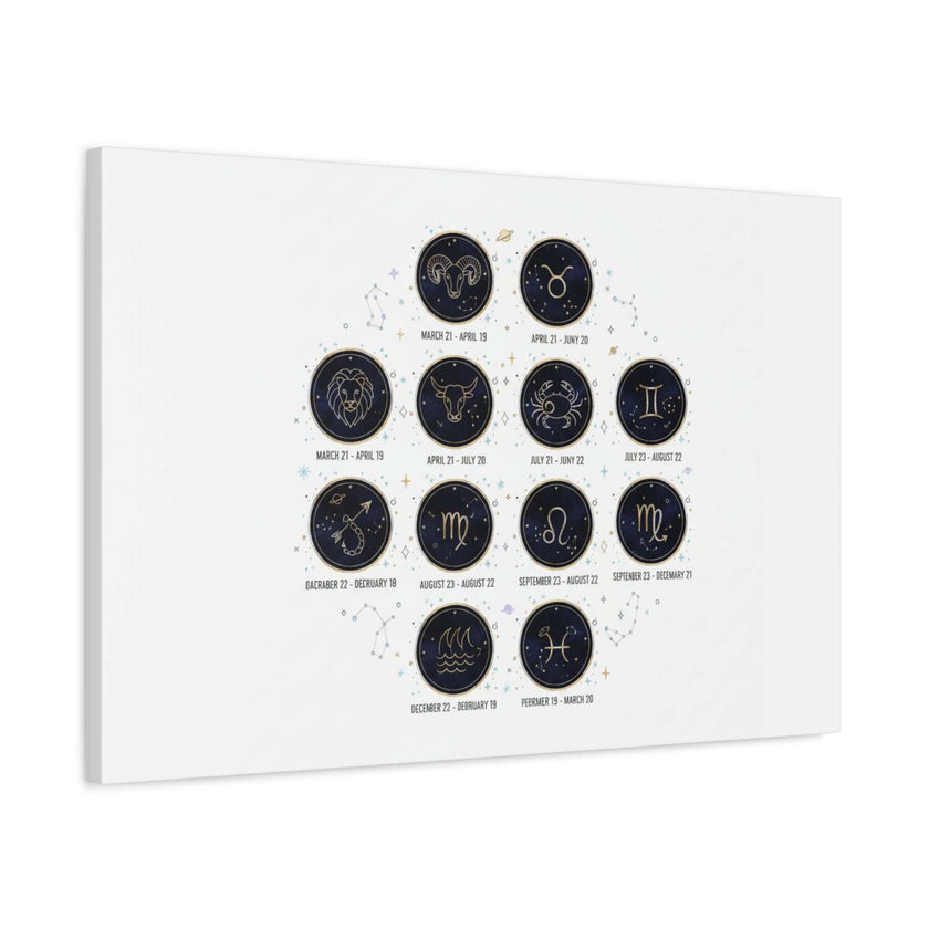 Zodiac Constellation Chart Canvas | Astrology Art Print, Metallic Galaxy