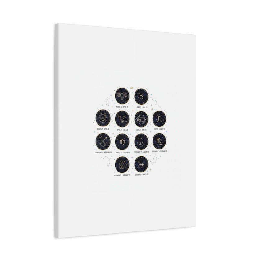 Zodiac Constellation Chart Canvas | Astrology Art Print, Metallic Galaxy