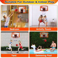 Indoor Mini Basketball Hoop Set Over Door Basketball Hoop With 4 Inflatable Balls Electric Audio Scorer Foldable Basket Gift For Kids And Adults