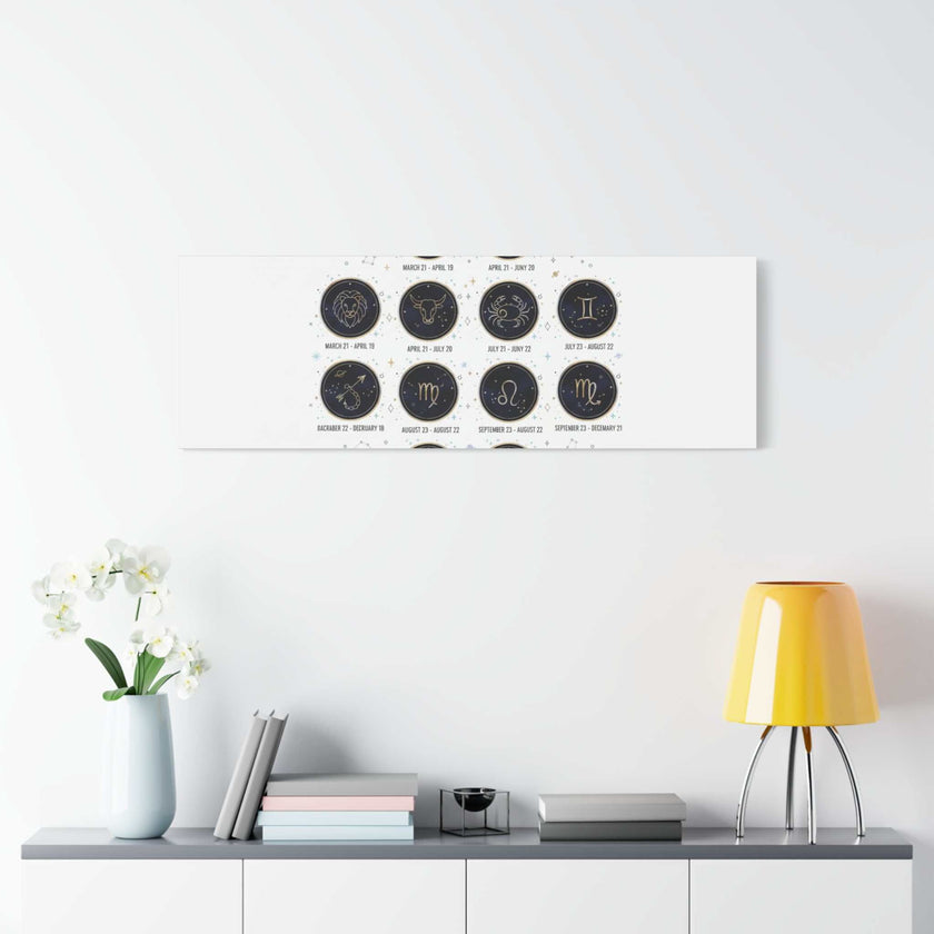 Zodiac Constellation Chart Canvas | Astrology Art Print, Metallic Galaxy