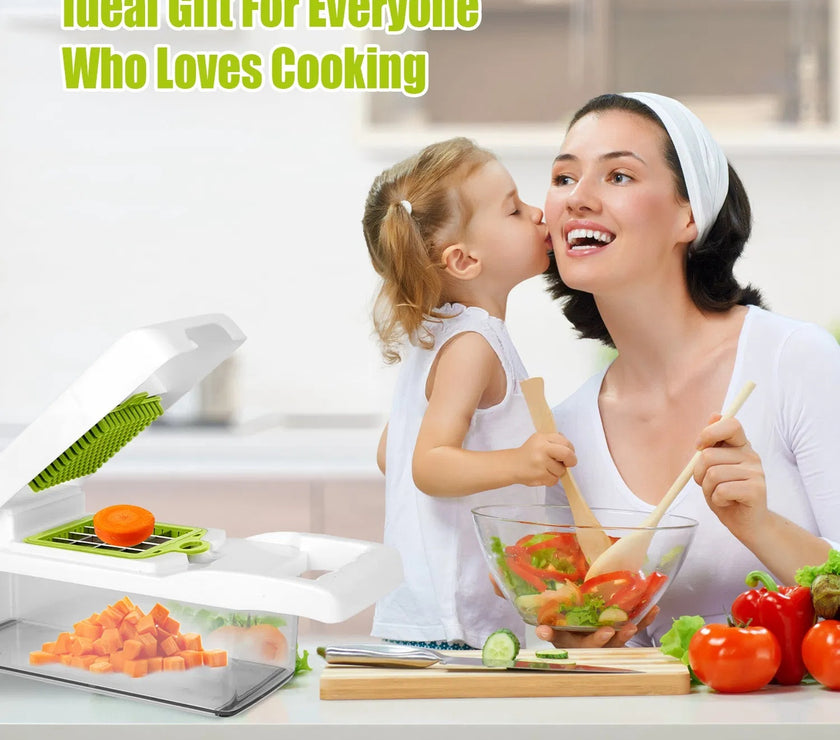 12 In 1 Vegetable Chopper With Container Kitchen Food Slicer Dicer Grater Peeler Egg Separator Hand Protector For Onion Salad Potato GPCT2055Pro