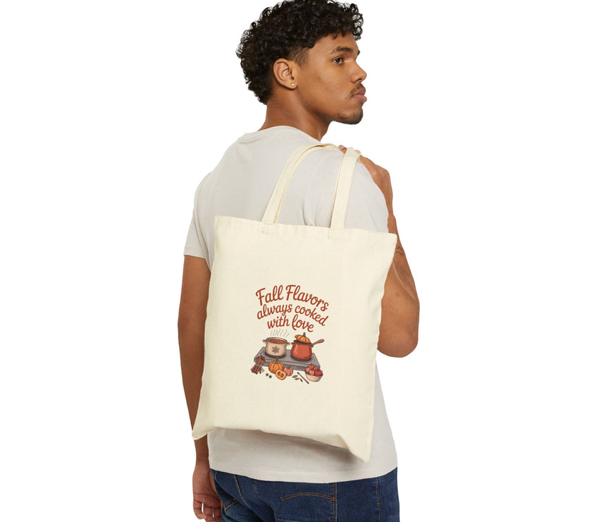 Fall Flavors Cotton Canvas Tote Bag - Perfect for Kitchen Lovers