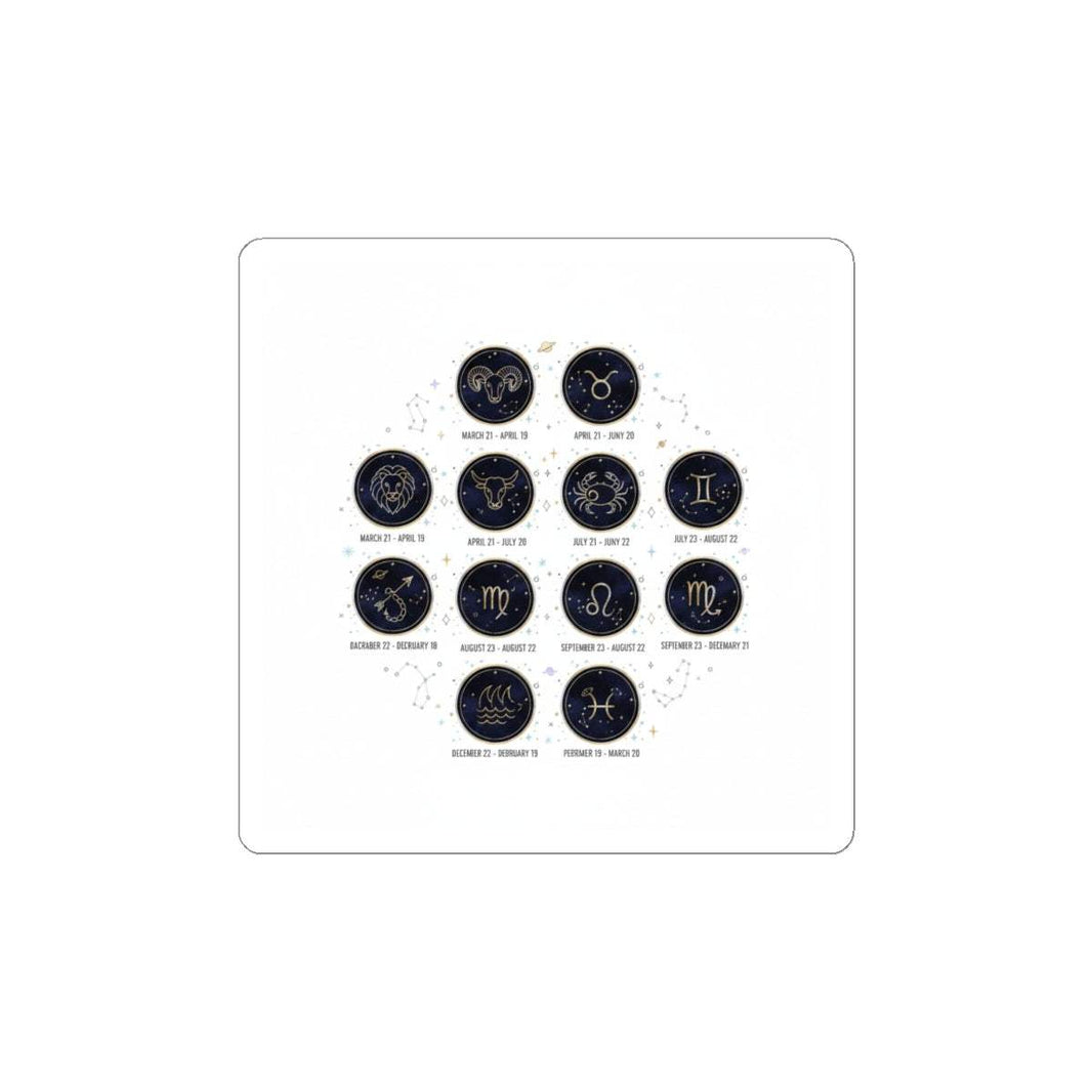Zodiac Constellation Circle Kiss-Cut Stickers | Astrological, Metallic Accent