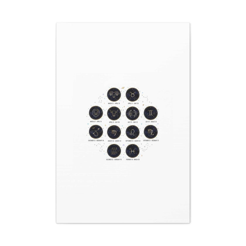 Zodiac Constellation Chart Canvas | Astrology Art Print, Metallic Galaxy