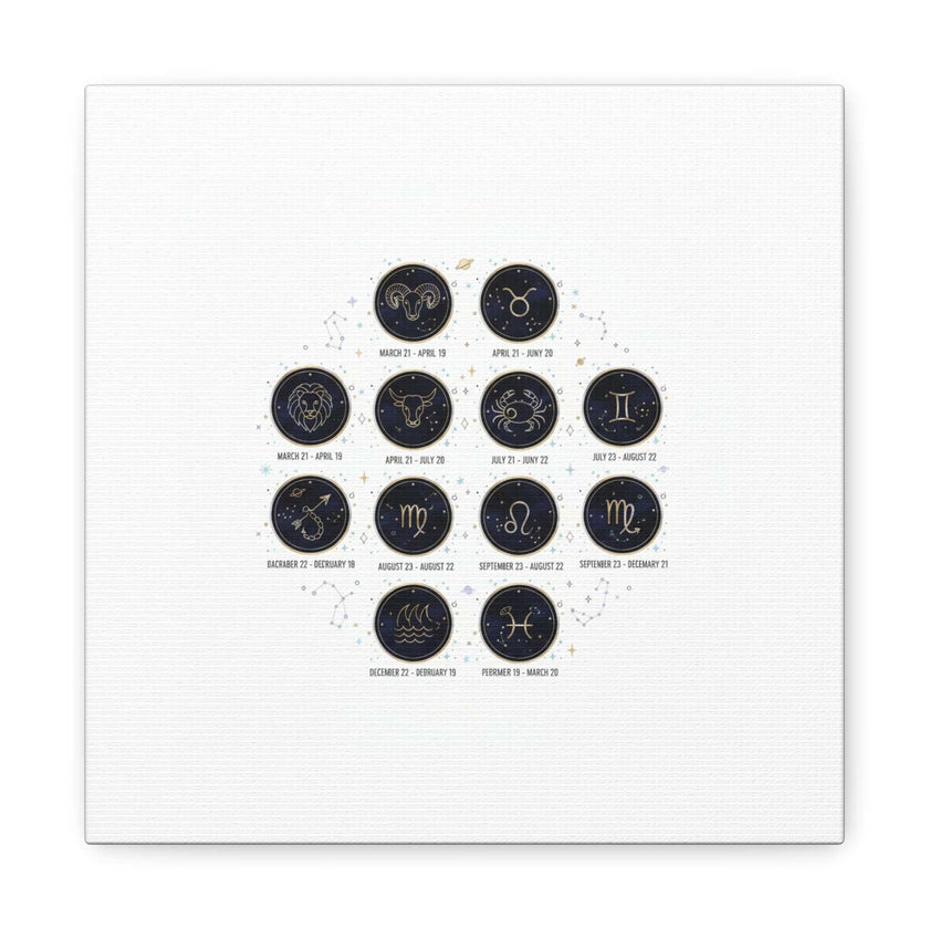 Zodiac Constellation Chart Canvas | Astrology Art Print, Metallic Galaxy