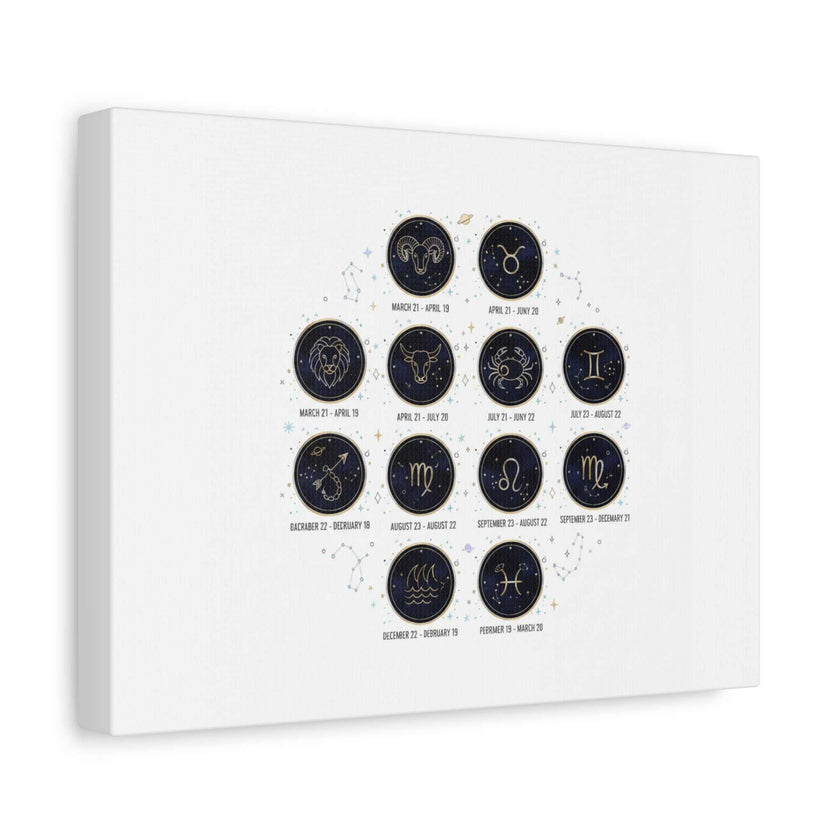 Zodiac Constellation Chart Canvas | Astrology Art Print, Metallic Galaxy