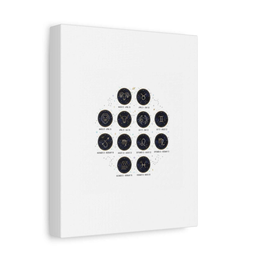 Zodiac Constellation Chart Canvas | Astrology Art Print, Metallic Galaxy