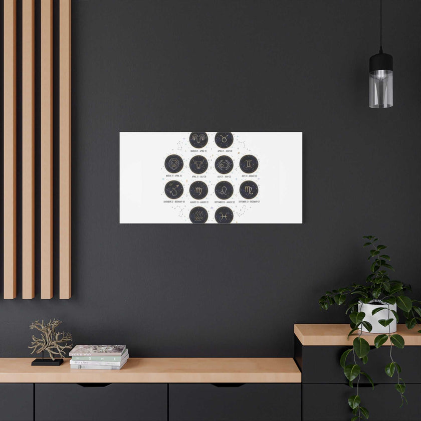 Zodiac Constellation Chart Canvas | Astrology Art Print, Metallic Galaxy