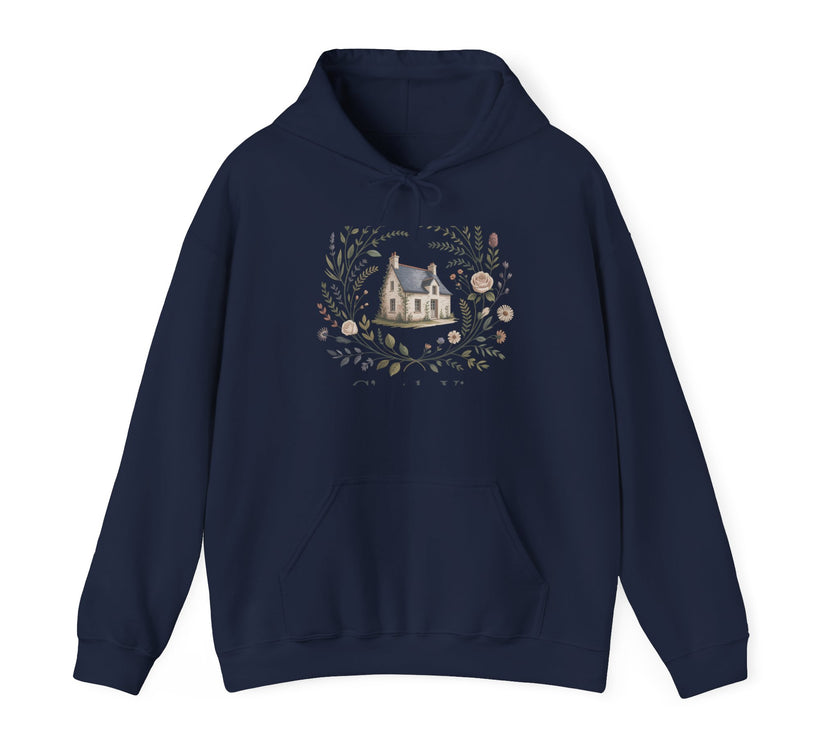 Cozy Nature-Themed Unisex Hoodie with House Design