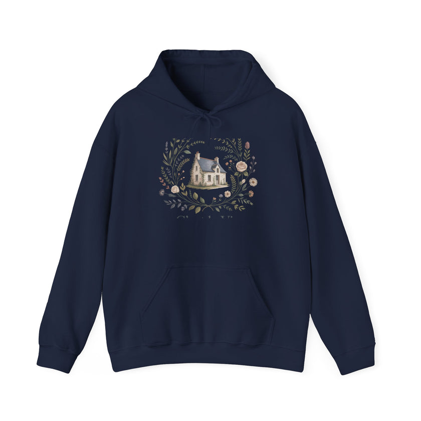 Cozy Nature-Themed Unisex Hoodie with House Design