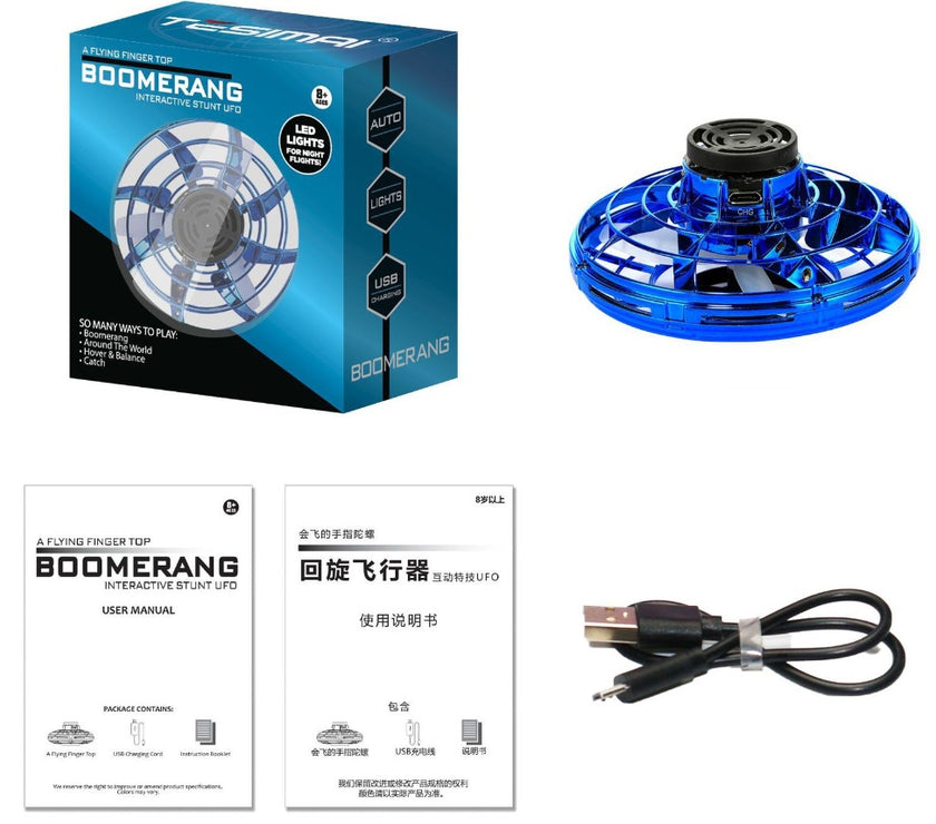Mini Fingertip Gyro Interactive Decompression Toy Drone LED UFO Type Flying Helicopter Spinner Toy Kids