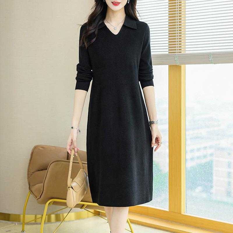 Lapel Knitted Dress