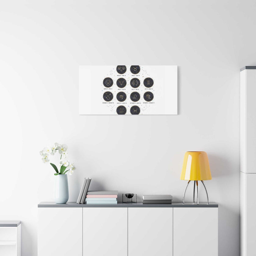 Zodiac Constellation Chart Canvas | Astrology Art Print, Metallic Galaxy