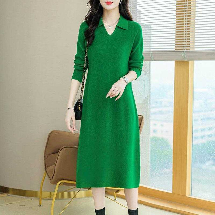 Lapel Knitted Dress