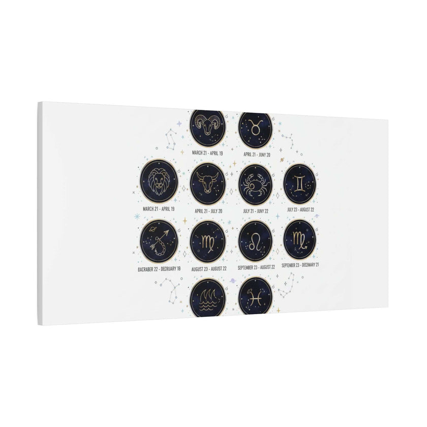 Zodiac Constellation Chart Canvas | Astrology Art Print, Metallic Galaxy