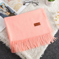 Solid Color Cashmere-like Bristle Scarf Ladies Tassel Warm Gift