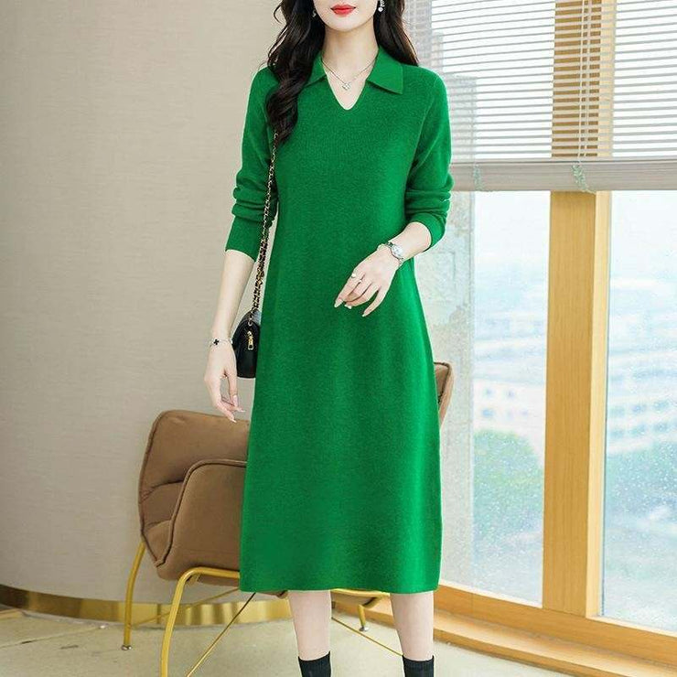 Lapel Knitted Dress