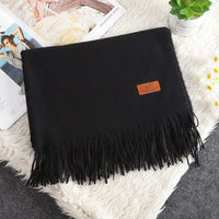 Solid Color Cashmere-like Bristle Scarf Ladies Tassel Warm Gift