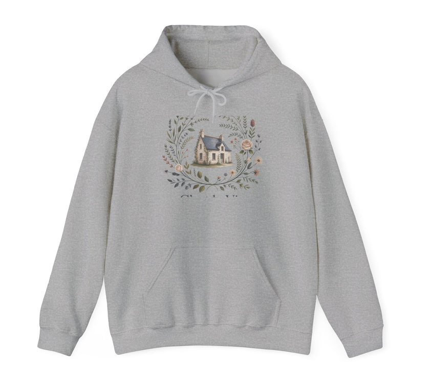 Cozy Nature-Themed Unisex Hoodie with House Design