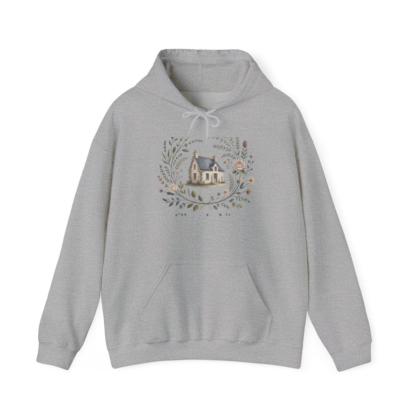 Cozy Nature-Themed Unisex Hoodie with House Design
