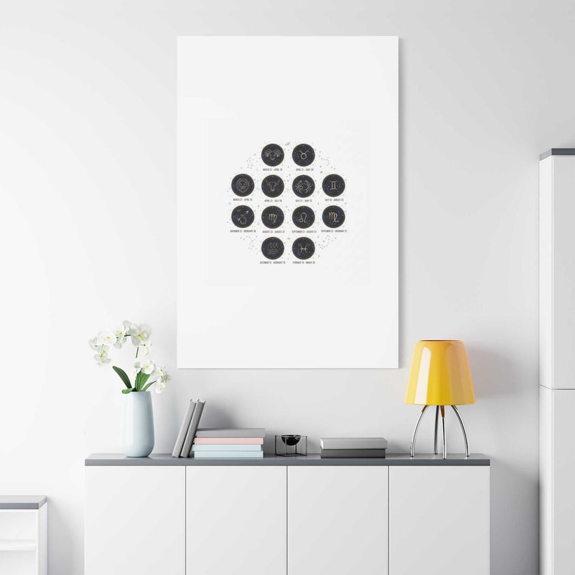 Zodiac Constellation Chart Canvas | Astrology Art Print, Metallic Galaxy