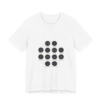 Minimalist black Zodiac Constellation Chart t-shirt featuring twelve circular astrology glyphs and starfields on a dark background