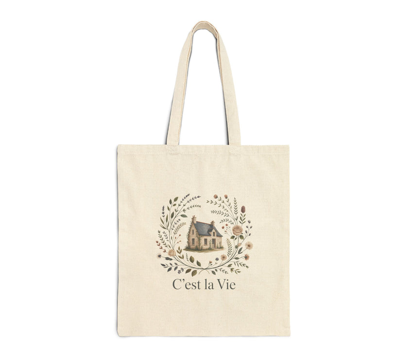 C'est la Vie Cotton Canvas Tote Bag