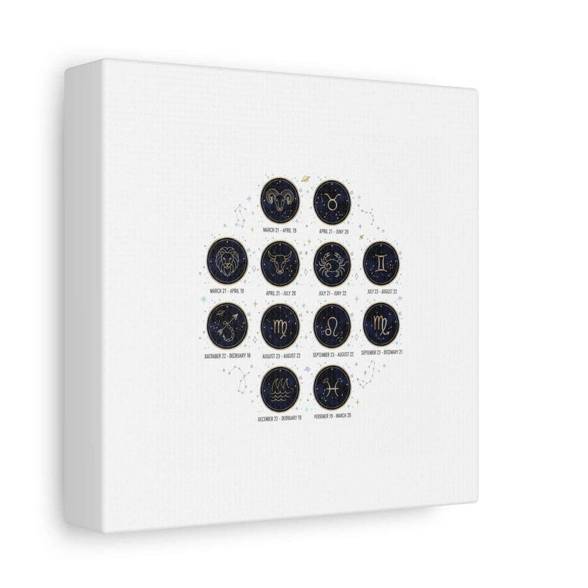 Zodiac Constellation Chart Canvas | Astrology Art Print, Metallic Galaxy