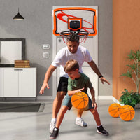 Indoor Mini Basketball Hoop Set Over Door Basketball Hoop With 4 Inflatable Balls Electric Audio Scorer Foldable Basket Gift For Kids And Adults