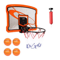 Indoor Mini Basketball Hoop Set Over Door Basketball Hoop With 4 Inflatable Balls Electric Audio Scorer Foldable Basket Gift For Kids And Adults