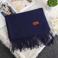 Solid Color Cashmere-like Bristle Scarf Ladies Tassel Warm Gift