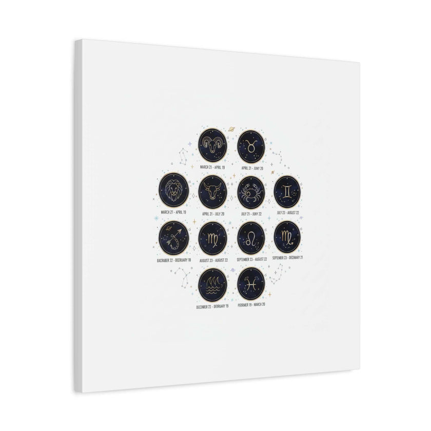 Zodiac Constellation Chart Canvas | Astrology Art Print, Metallic Galaxy