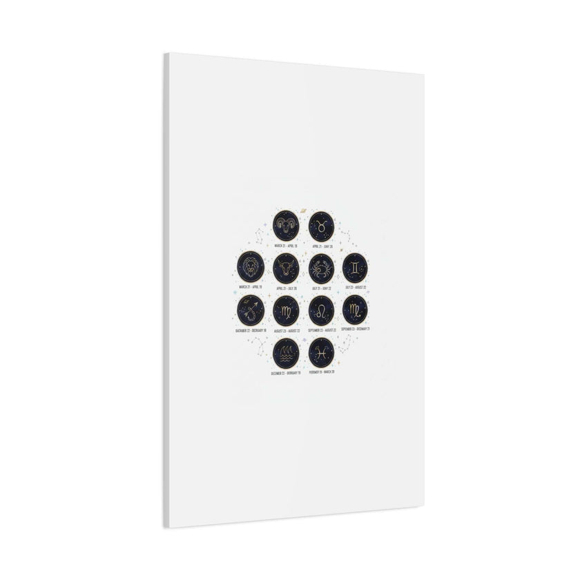 Zodiac Constellation Chart Canvas | Astrology Art Print, Metallic Galaxy