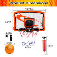 Indoor Mini Basketball Hoop Set Over Door Basketball Hoop With 4 Inflatable Balls Electric Audio Scorer Foldable Basket Gift For Kids And Adults