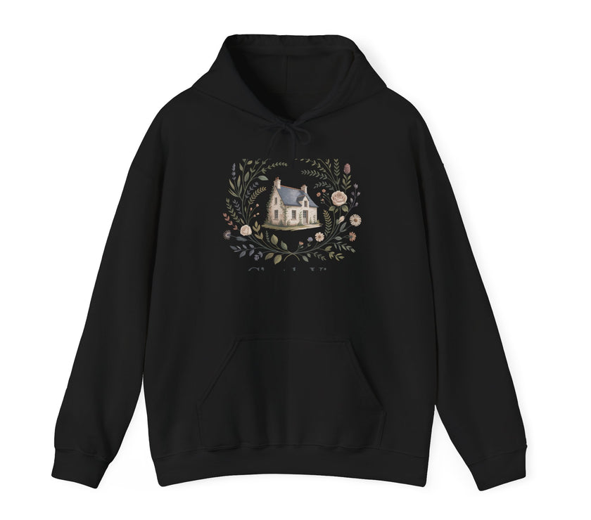 Cozy Nature-Themed Unisex Hoodie with House Design