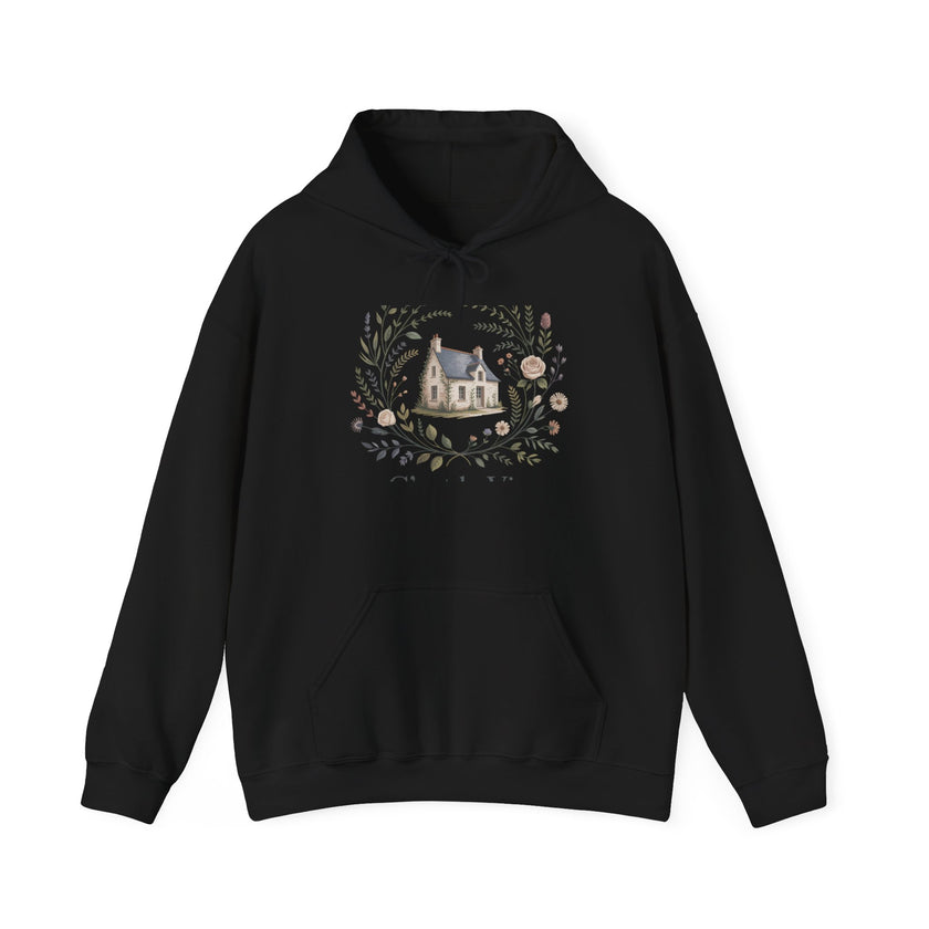 Cozy Nature-Themed Unisex Hoodie with House Design