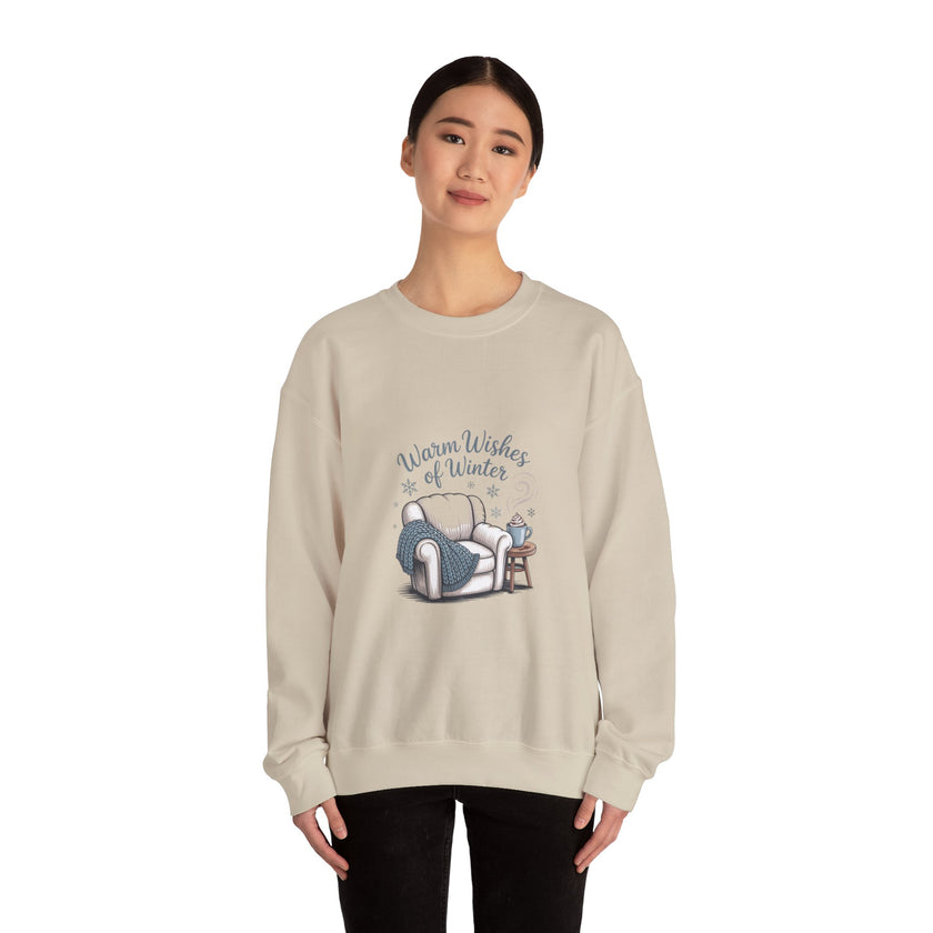Cozy Winter Sweatshirt with 'Warm Wishes of Winter' Design